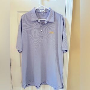 Men's Peter Millar LSU Jubilee stripe performance polo.  Size XL
